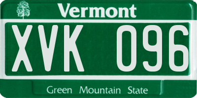 VT license plate XVK096