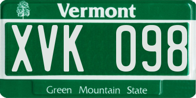 VT license plate XVK098