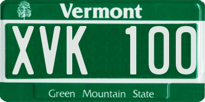 VT license plate XVK100