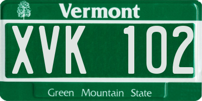 VT license plate XVK102