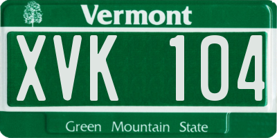 VT license plate XVK104