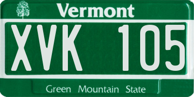 VT license plate XVK105