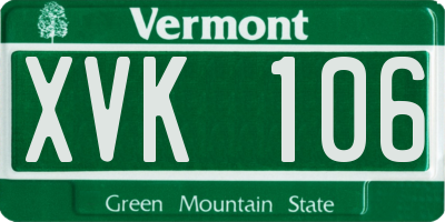 VT license plate XVK106