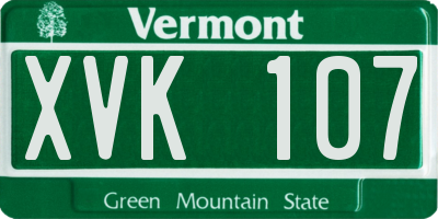 VT license plate XVK107