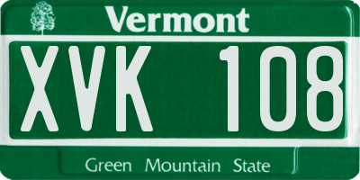 VT license plate XVK108