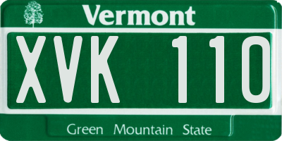 VT license plate XVK110