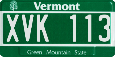 VT license plate XVK113