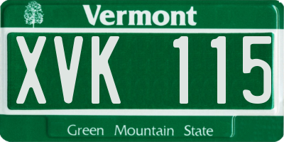 VT license plate XVK115