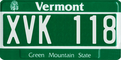 VT license plate XVK118