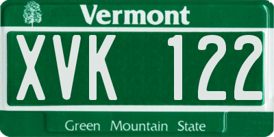 VT license plate XVK122