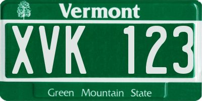 VT license plate XVK123