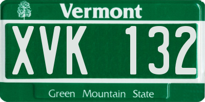VT license plate XVK132