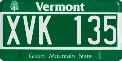 VT license plate XVK135