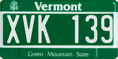 VT license plate XVK139