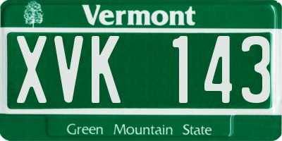 VT license plate XVK143