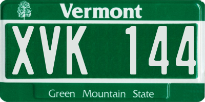 VT license plate XVK144