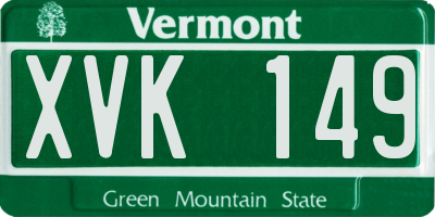VT license plate XVK149