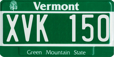 VT license plate XVK150