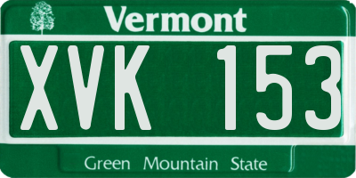 VT license plate XVK153