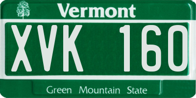 VT license plate XVK160