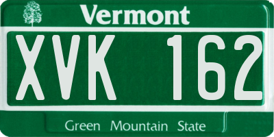 VT license plate XVK162