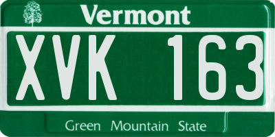 VT license plate XVK163