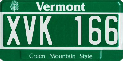 VT license plate XVK166