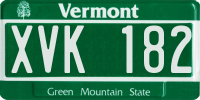 VT license plate XVK182
