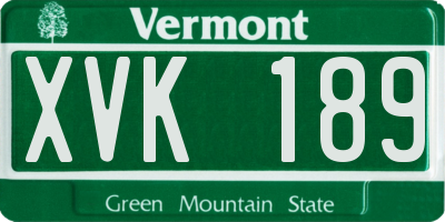 VT license plate XVK189