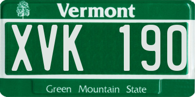 VT license plate XVK190