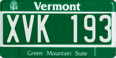 VT license plate XVK193