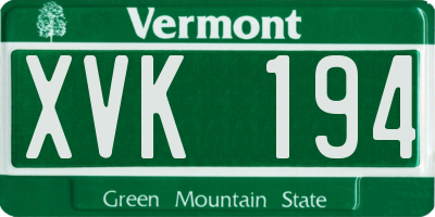 VT license plate XVK194