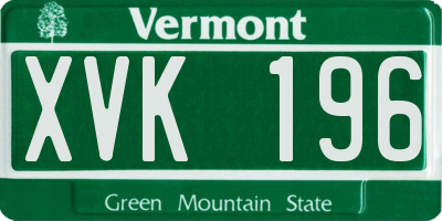 VT license plate XVK196