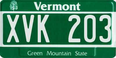 VT license plate XVK203