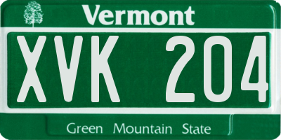VT license plate XVK204
