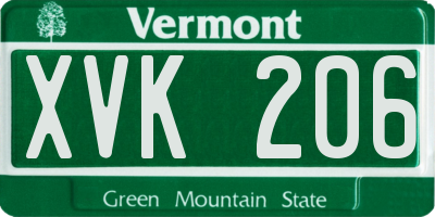 VT license plate XVK206