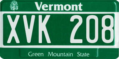 VT license plate XVK208
