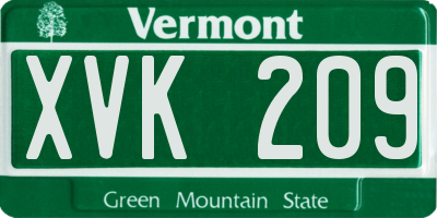 VT license plate XVK209