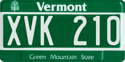 VT license plate XVK210