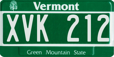 VT license plate XVK212