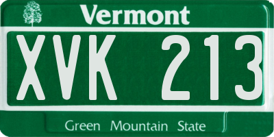 VT license plate XVK213