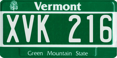VT license plate XVK216