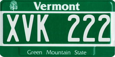 VT license plate XVK222