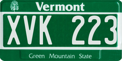VT license plate XVK223