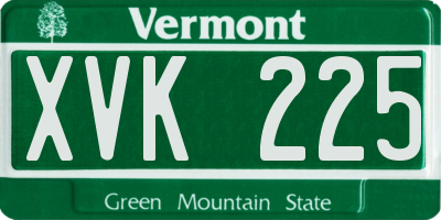 VT license plate XVK225