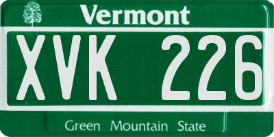 VT license plate XVK226