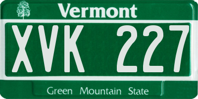 VT license plate XVK227