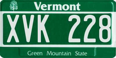 VT license plate XVK228