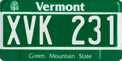 VT license plate XVK231