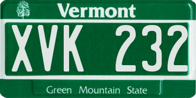 VT license plate XVK232